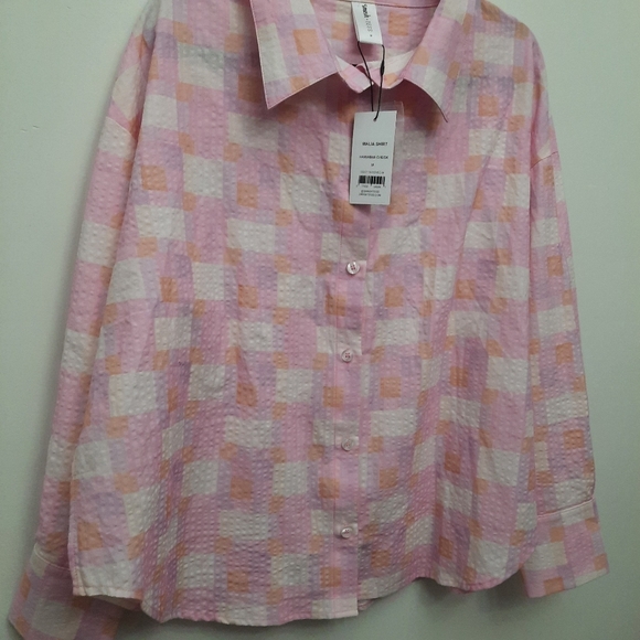 NWT Smash + Tess Malia Hawaiian Check Long Sleeve Button  Front Shirt - Picture 5 of 11